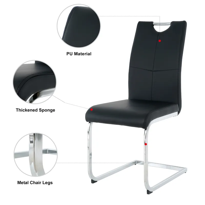 Modern Dining Chairs With Faux Leather Padded Seat Dining Living Room Chairs Upholstered Chair With 