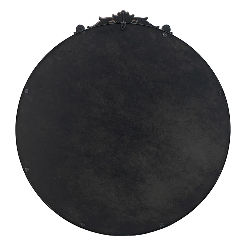 Classic Design Mirror With Round Shape And Baroque Inspired Frame For Bathroom, Entryway Console Lea