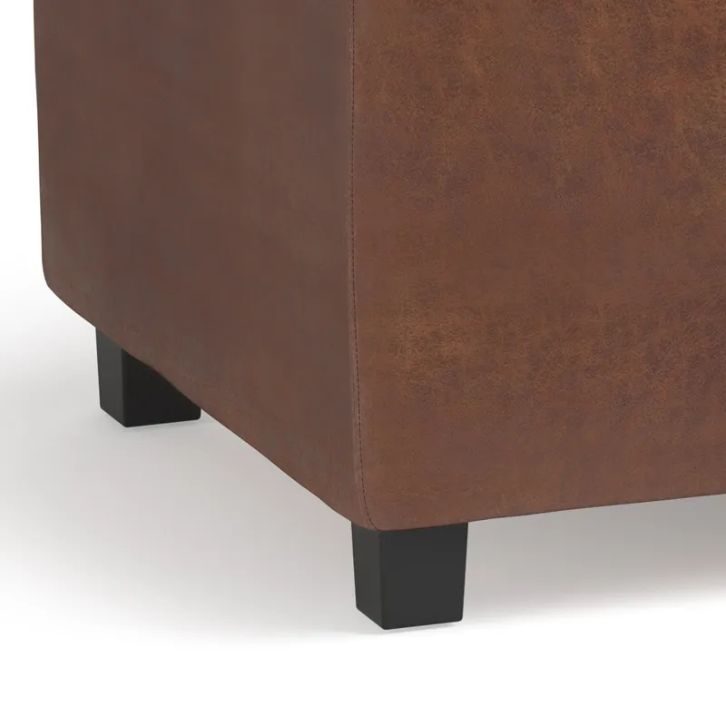 Avalon - Storage Ottoman - Distressed Saddle Brown