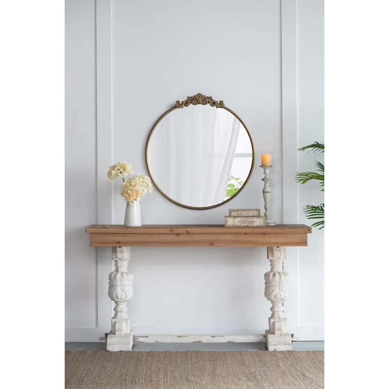 Round Wall Mounted Mirror With Metal Frame For Bathroom Living Room - Gold