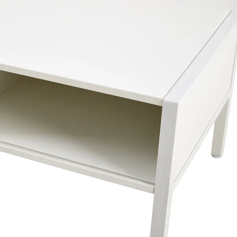 40.16\" Rattan Coffee Table, Sliding Door For Storage, Metal Legs, Modern Table For Living Room - Wh