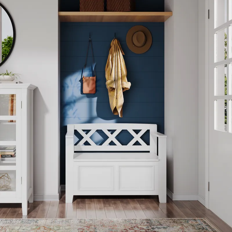 Amherst - Small Entryway Storage Bench - White