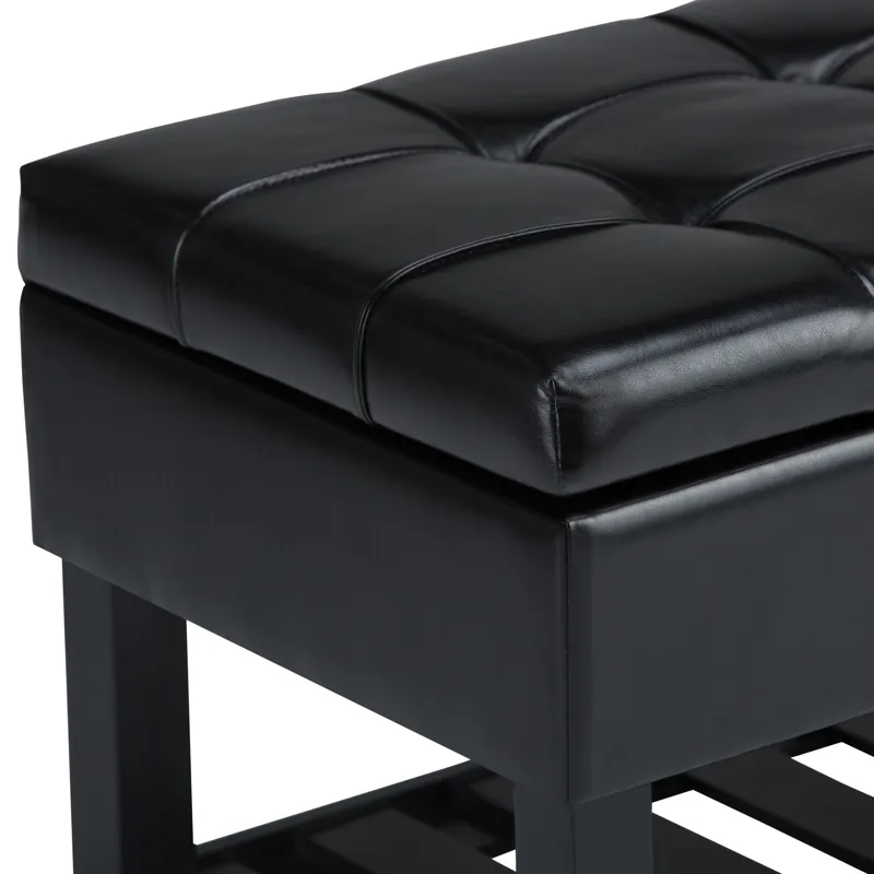 Saxon - Storage Ottoman Bench - Midnight Black