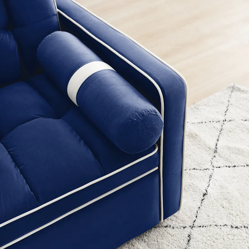 Modern Convertible Sleeper Sofa Couch With Pull Out Bed With Pillows & Side Pockets For Small Space,