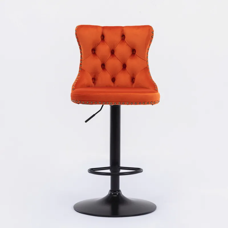 Swivel Velvet Barstools Adjusatble Seat Height, Modern Upholstered Bar Stools With Backs Comfortable