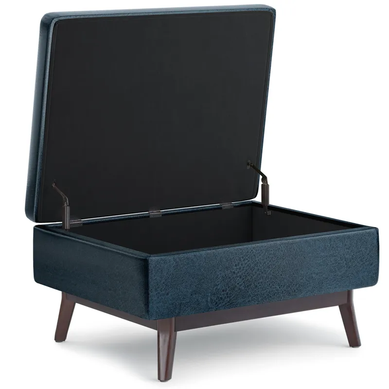 Owen - Coffee Table Storage Ottoman - Distressed Dark Blue