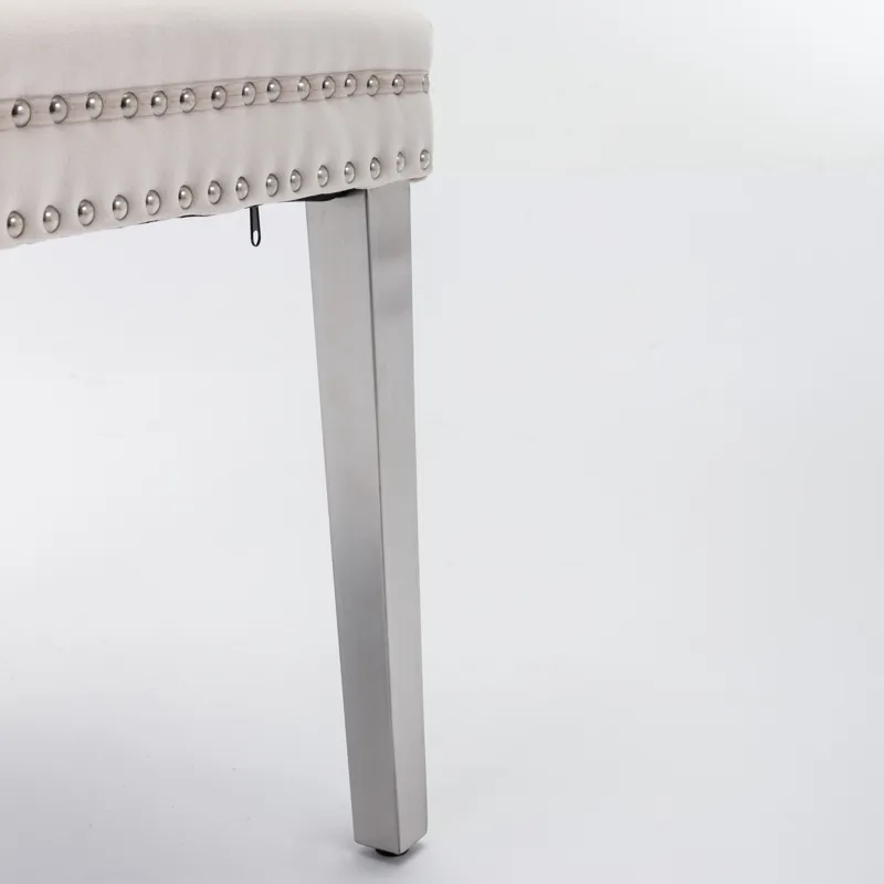 Nikki - Modern, High-End Tufted Solid Wood Contemporary Velvet Upholstered Dining Chair With Chrome 