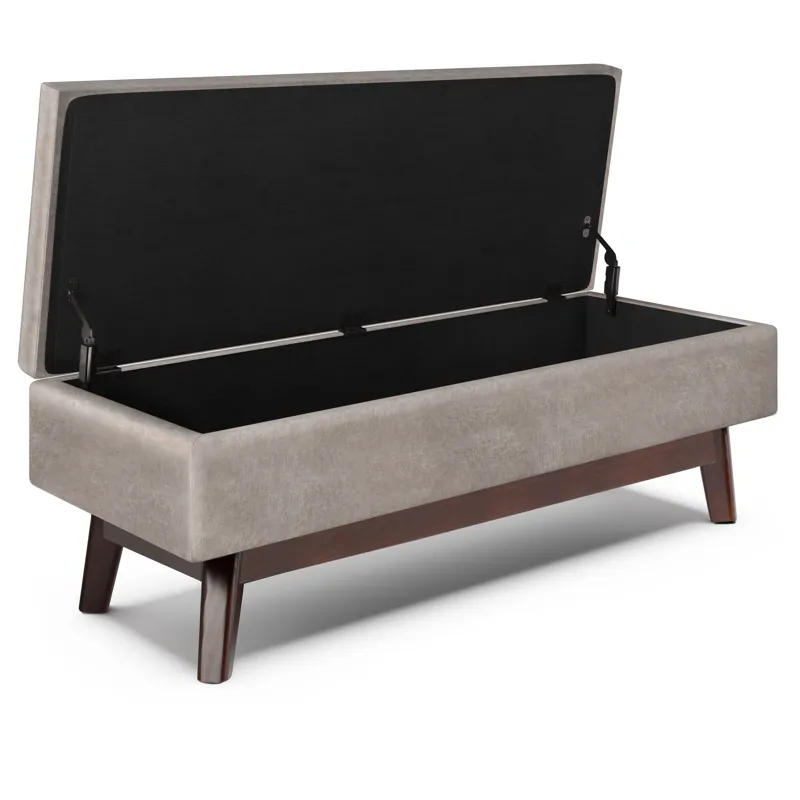Owen - Rectangular Storage Ottoman - Distressed Grey Taupe