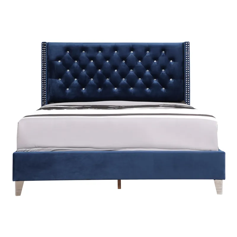 Julie - G1924-QB-UP Queen Upholstered Bed - Navy Blue