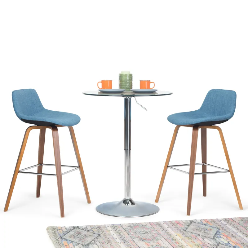 Randolph - Bentwood Counter Height Stool (Set of 2) - Medium Blue / Dark Brown