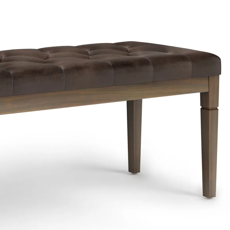 Waverly - Tufted Ottoman Bench - Distressed Brown