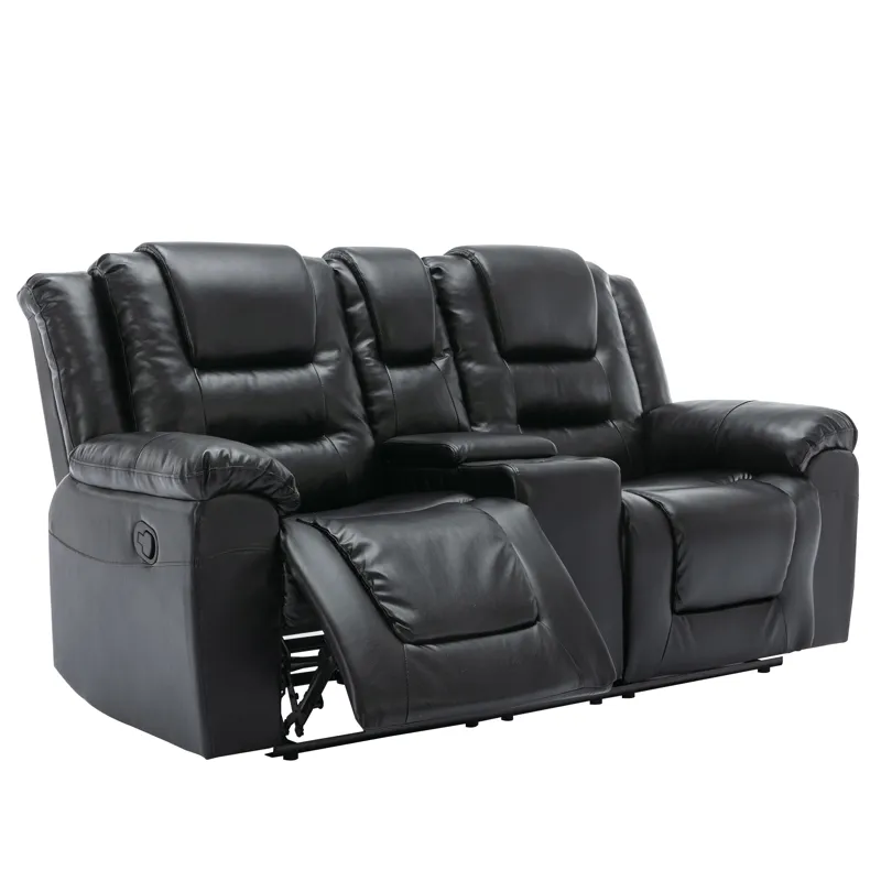 2 Seater Home Theater Recliner Manual Recliner Chair With A Storage Box And Two Cup Holders For Livi