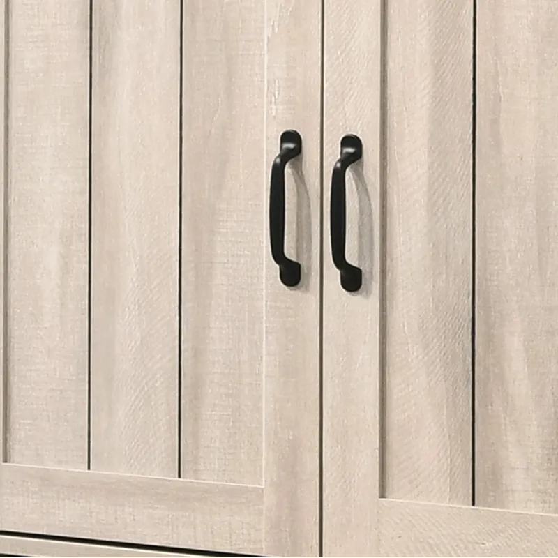 Corby - Oak Finish 3-Door Shoe Cabinet - Dusty Gray