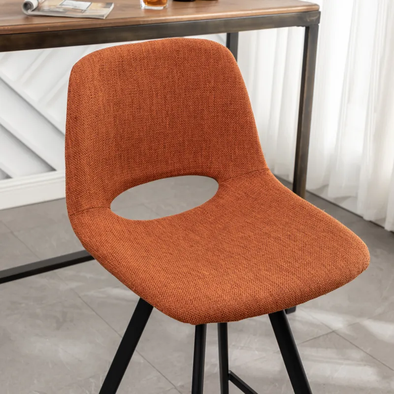 Porth - 28.25\" Fabric Kitchen Counter Height Stools (Set of 2) - Orange