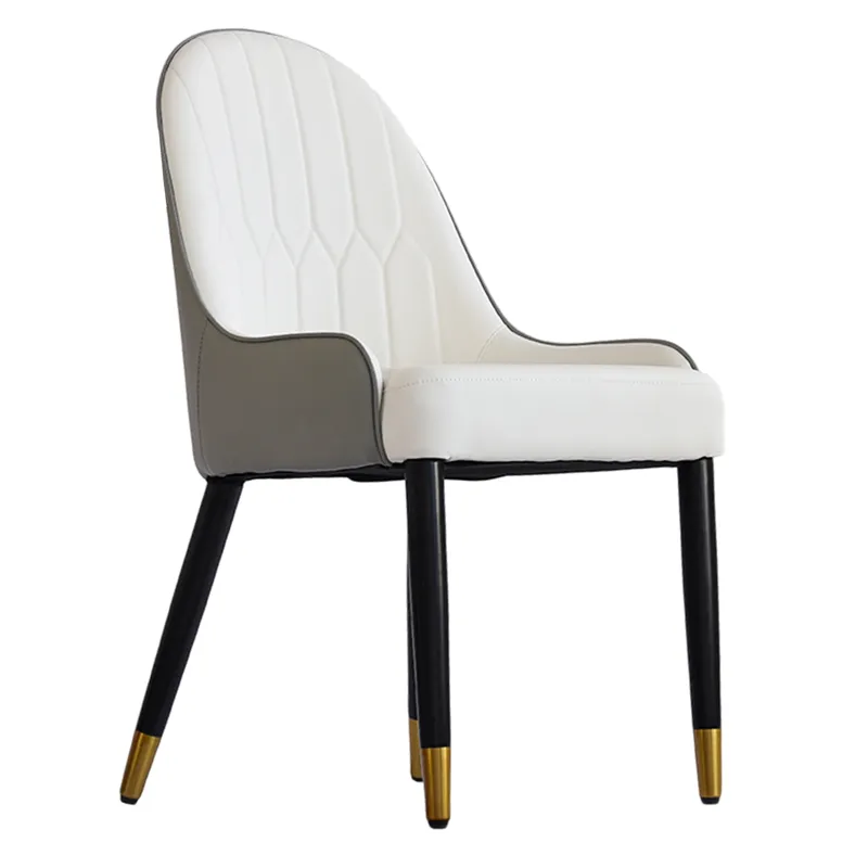 Modern PU Sponge-Filled Dining Chair, Solid Wood Metal Legs, Suitable For Restaurants, Living Rooms 