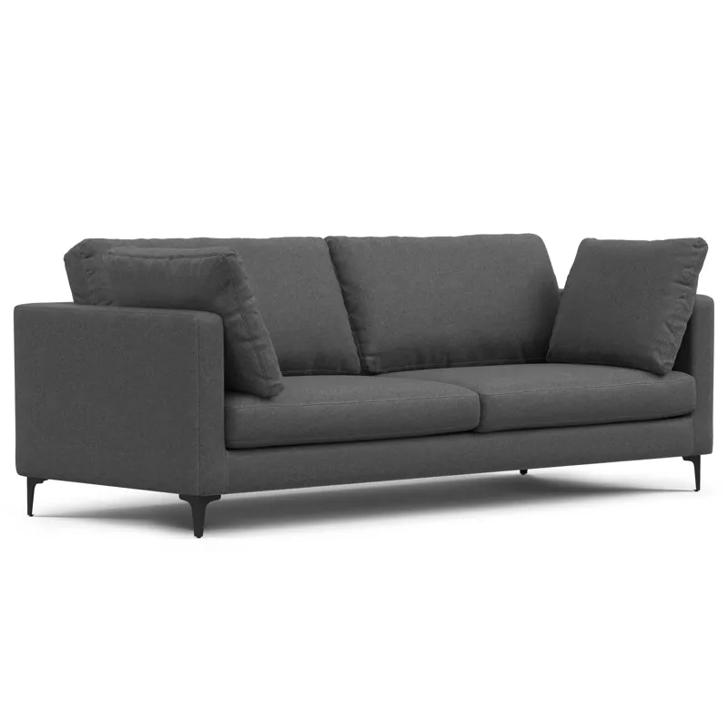 Ava - 90\" Mid Century Sofa with Ottoman Set - Pebble Gray