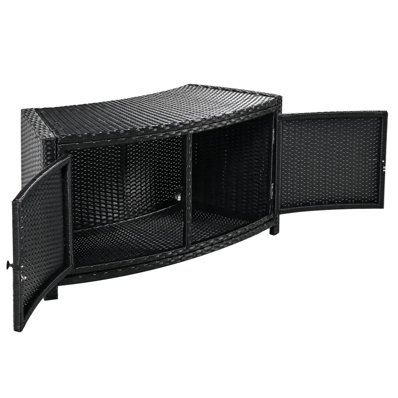 Spa Surround Spa Frame Patio Rattan Sofa Set With Storage Spaces, Mini Sofa And Comfortable Cushion 