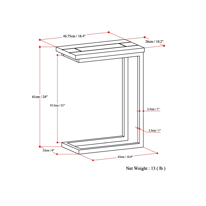 Skyler - C Side Table - Dark Cognac Brown