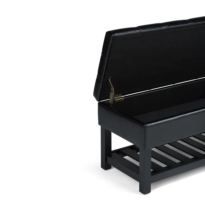 Saxon - Storage Ottoman Bench - Midnight Black