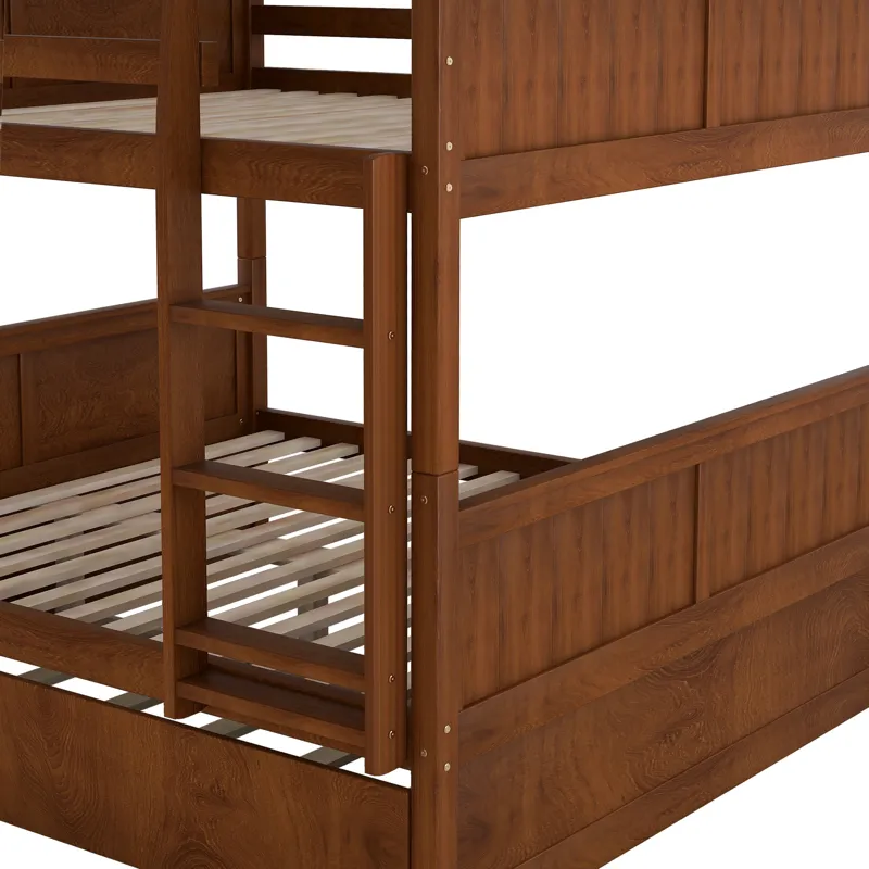 Full Over Full Bunk Bed With Twin Size Trundle - Walnut
