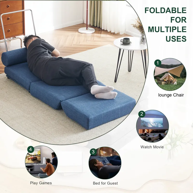Single Sofa Chair Foldable Single Sofa Bed With Pillow, Portable Foldable Sofa Bed, Leisure Sofa Cha