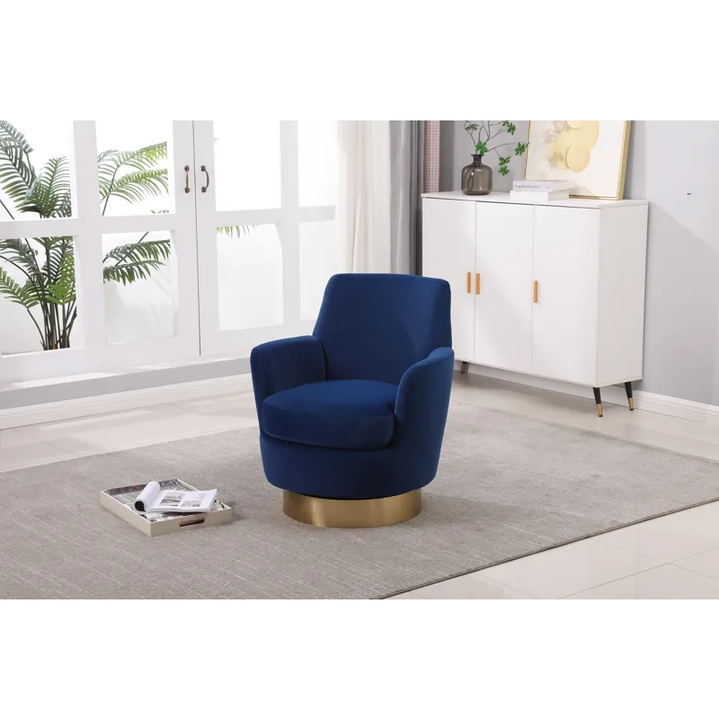 Velvet Swivel Barrel Chair, Swivel Accent Chairs Armchair For Living Room, Reading Chairs For Bedroo
