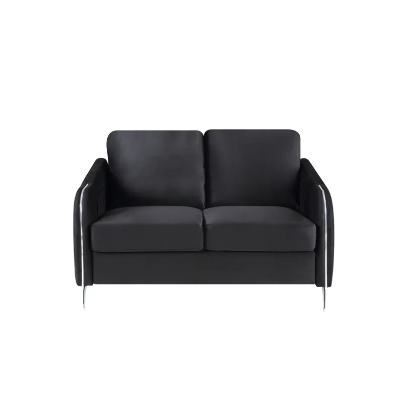 Hathaway - Velvet Modern Chic Loveseat Couch - Black
