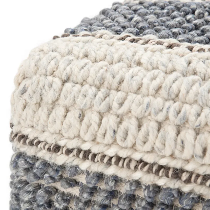 Grady - Square Pouf - Blue / Natural