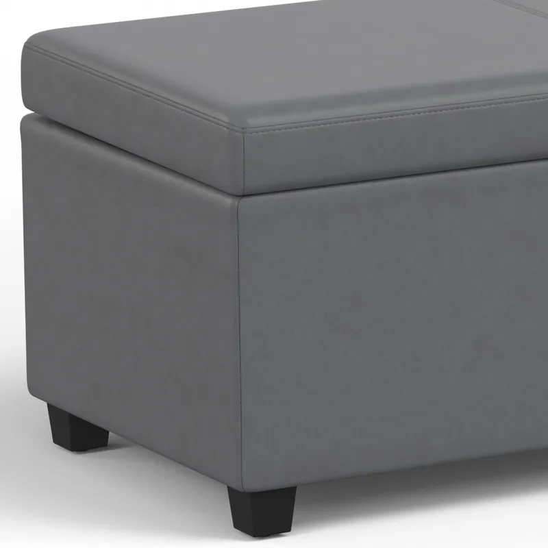 Avalon - Extra Large Storage Ottoman Bench - Stone Grey