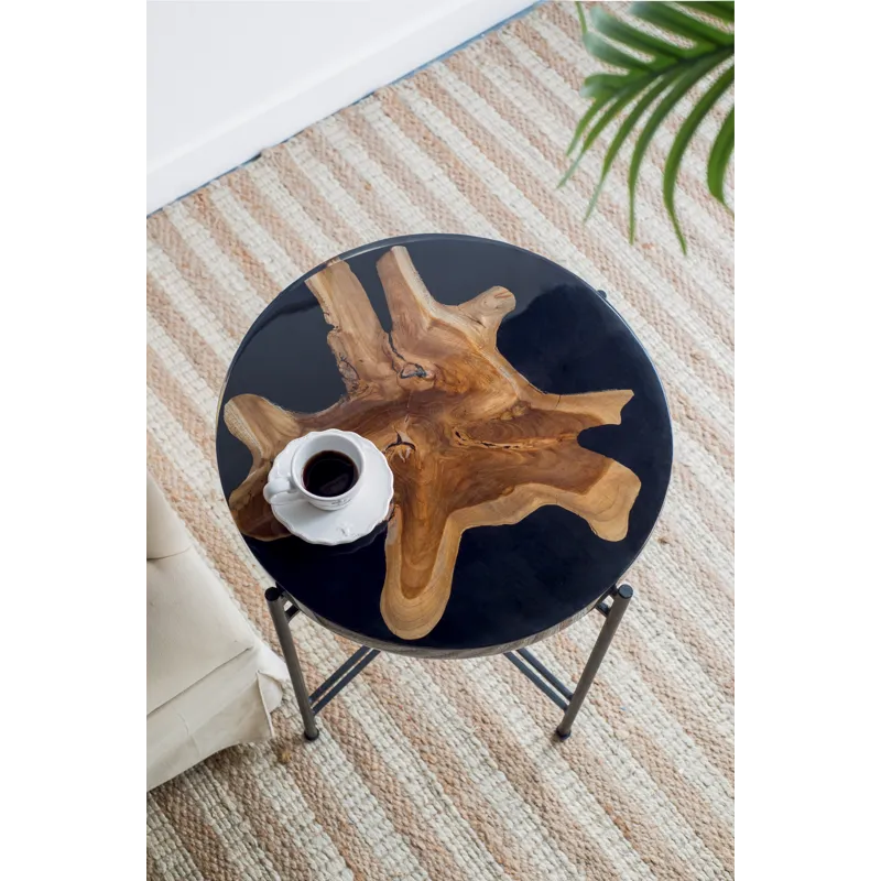Side Table - Black / Brown