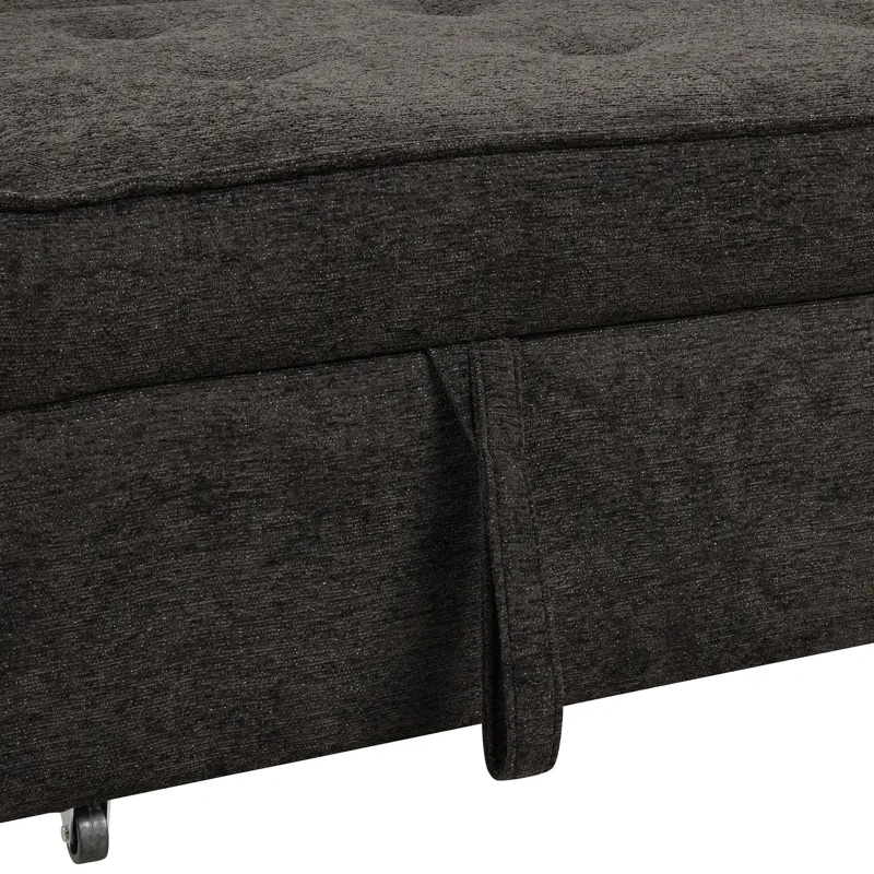 Modern L-Shape 3 Seat Reversible Sectional Couch, Pull Out Sleeper Sofa With Storage Chaise And 2 St
