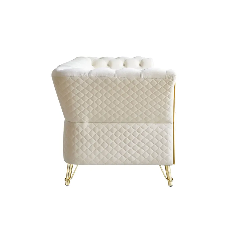 Modern Tufted Velvet Sofa For Living Room - Beige