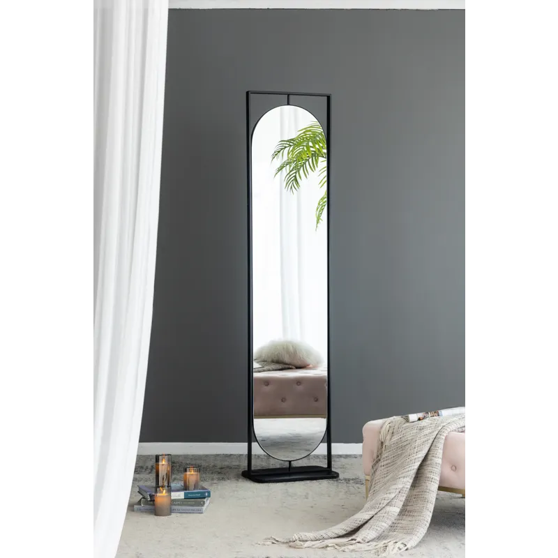 Full Length Standing Mirror, 360° Swivel Floor Mirror For Bedroom Living Room Vanity Entryway - Blac