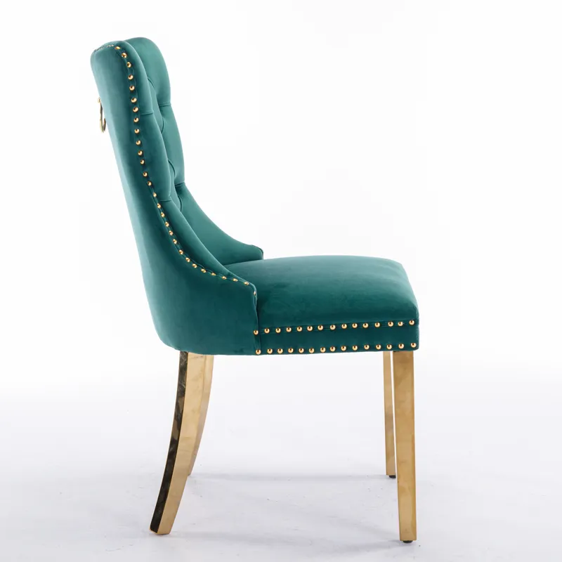 Nikki - Modern, High-End Tufted Solid Wood Contemporary Velvet Upholstered Dining Chair With Golden 