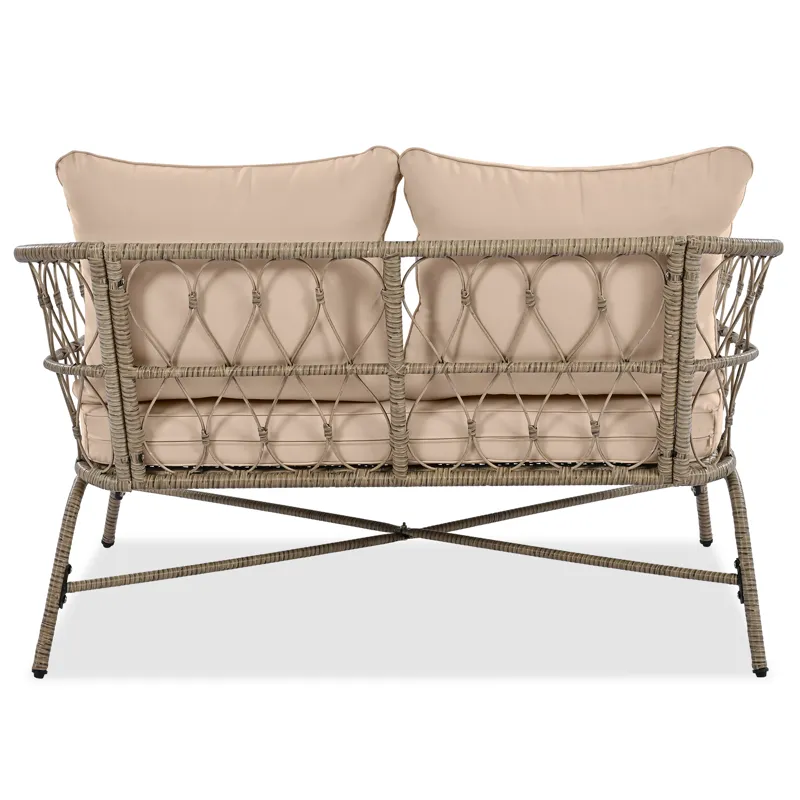 Bohemia-Inspired 4 Person Outdoor Seating Group With Removable Cushions, Conversation Patio Set With