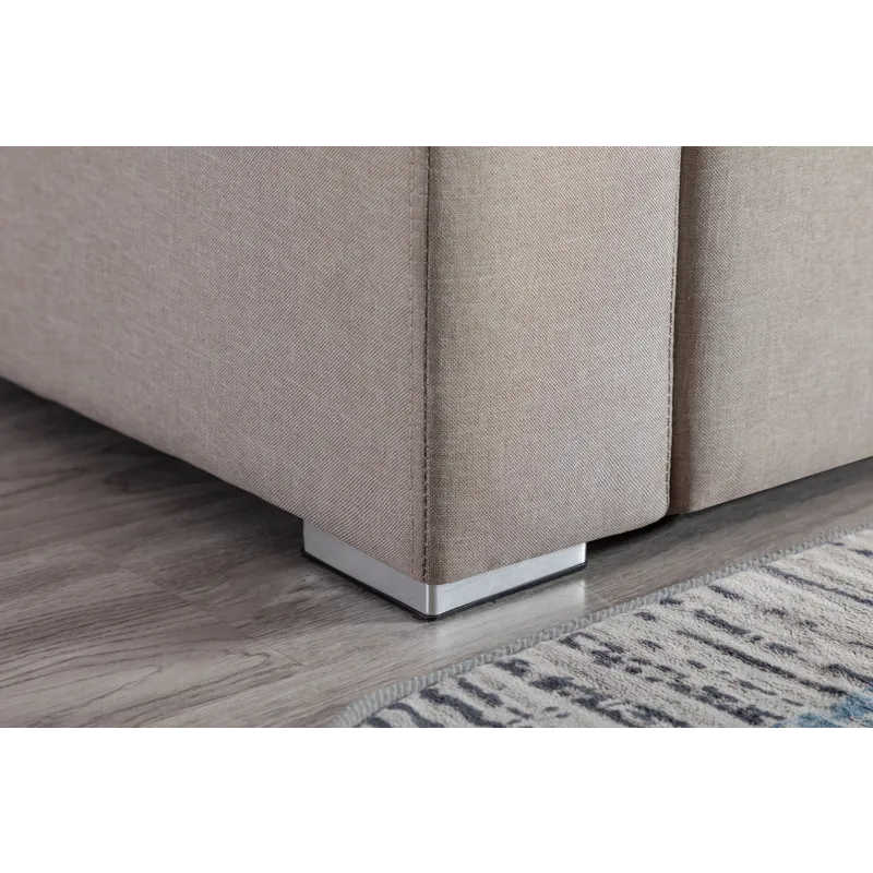 Nolan - Linen Fabric 2-Seater Reversible Sofa Chaise With Pillows, Interchangeable Legs - Beige