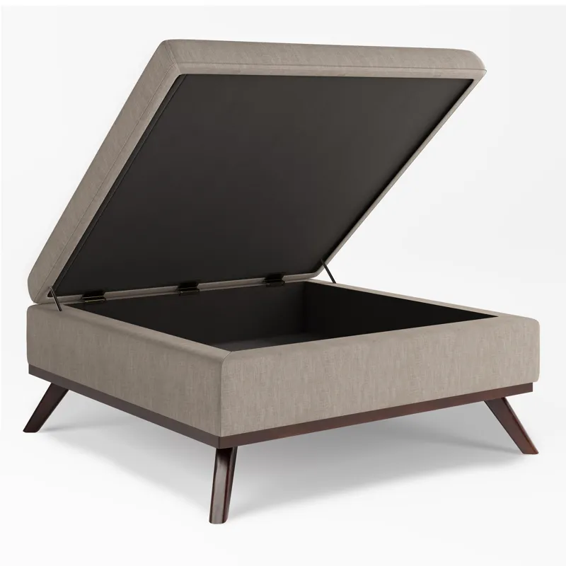 Owen - Square Coffee Table Storage Ottoman - Natural