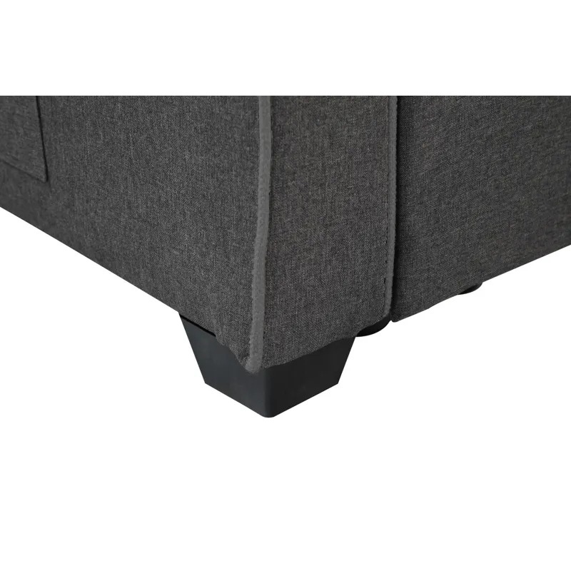 William - Modern Fabric Sleeper Sofa With 2 USB Charging Ports And 4 Accent Pillows - Gray