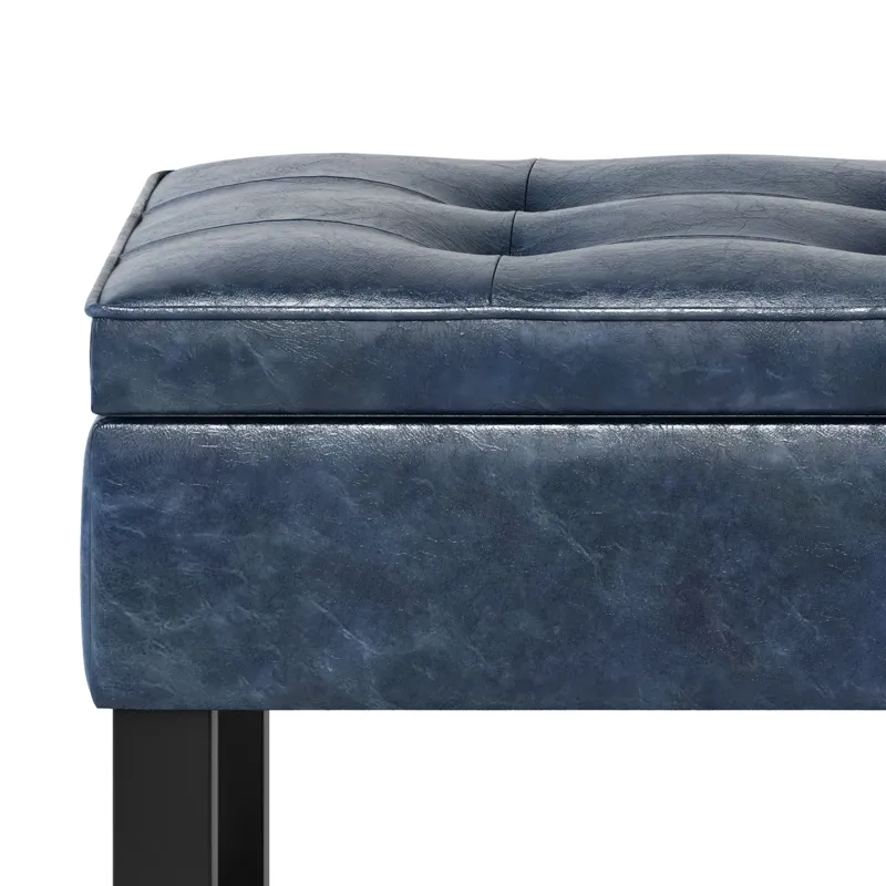 Cosmopolitan - Storage Ottoman Bench with Open Bottom - Denim Blue