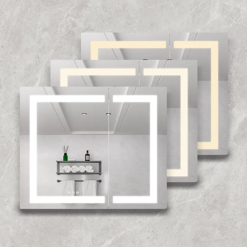 36X30\" Medicine Cabinet With LED Vanity Mirror, Anti-Fog Recessed Or Surface Mount Bathroom Double 