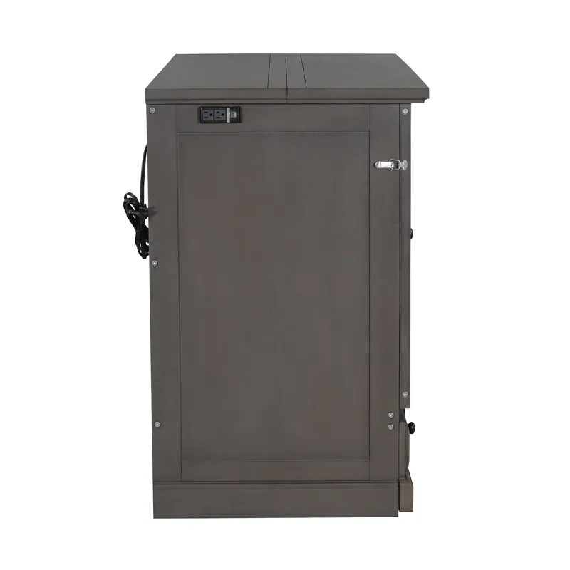 Full Solid Pine Murphy Bed Chest Cube Cabinet Bed With Charging Station And Large Storage Drawer For