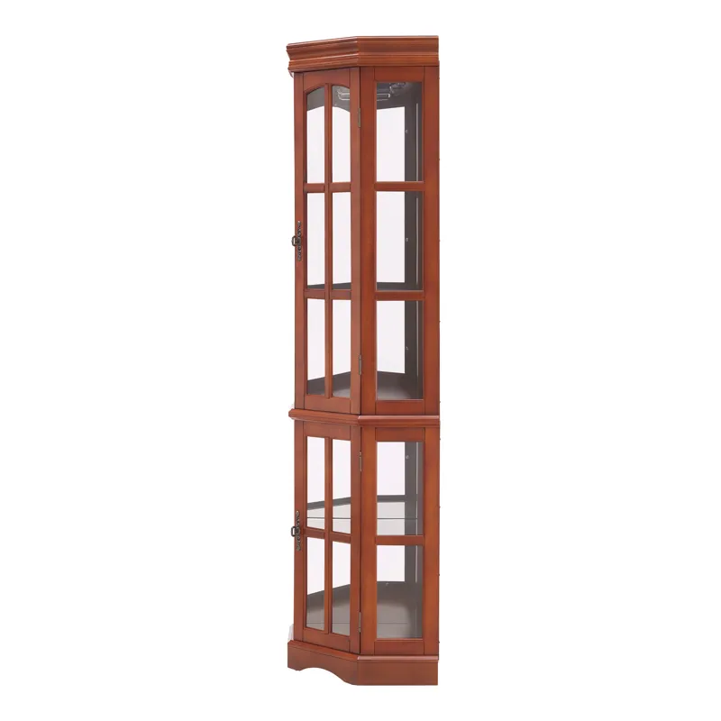 Corner Curio Cabinet With 5 Shelves And Lighting System (E26 Light Bulb Not Included) - Walnut