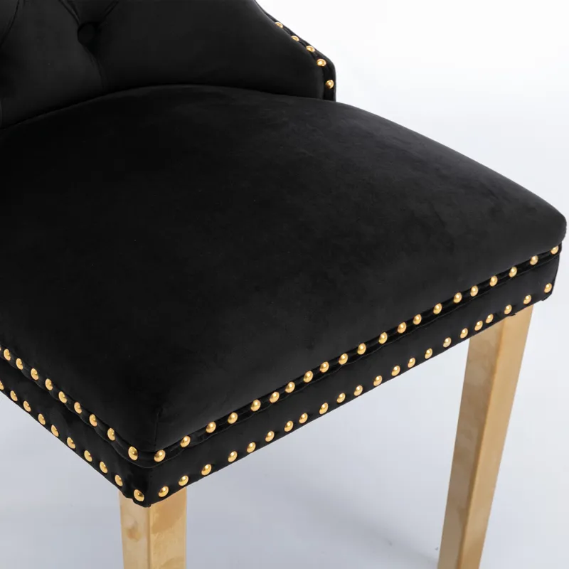 Nikki - Modern, High-End Tufted Solid Wood Contemporary Velvet Upholstered Dining Chair With Golden 