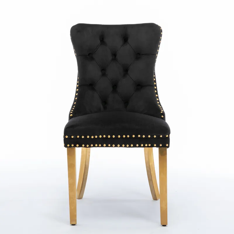 Nikki - Modern, High-End Tufted Solid Wood Contemporary Velvet Upholstered Dining Chair With Golden 