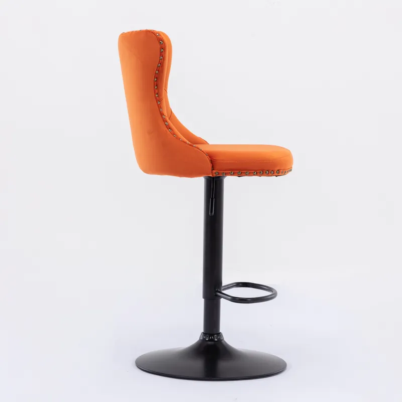 Swivel Velvet Barstools Adjusatble Seat Height, Modern Upholstered Bar Stools With Backs Comfortable