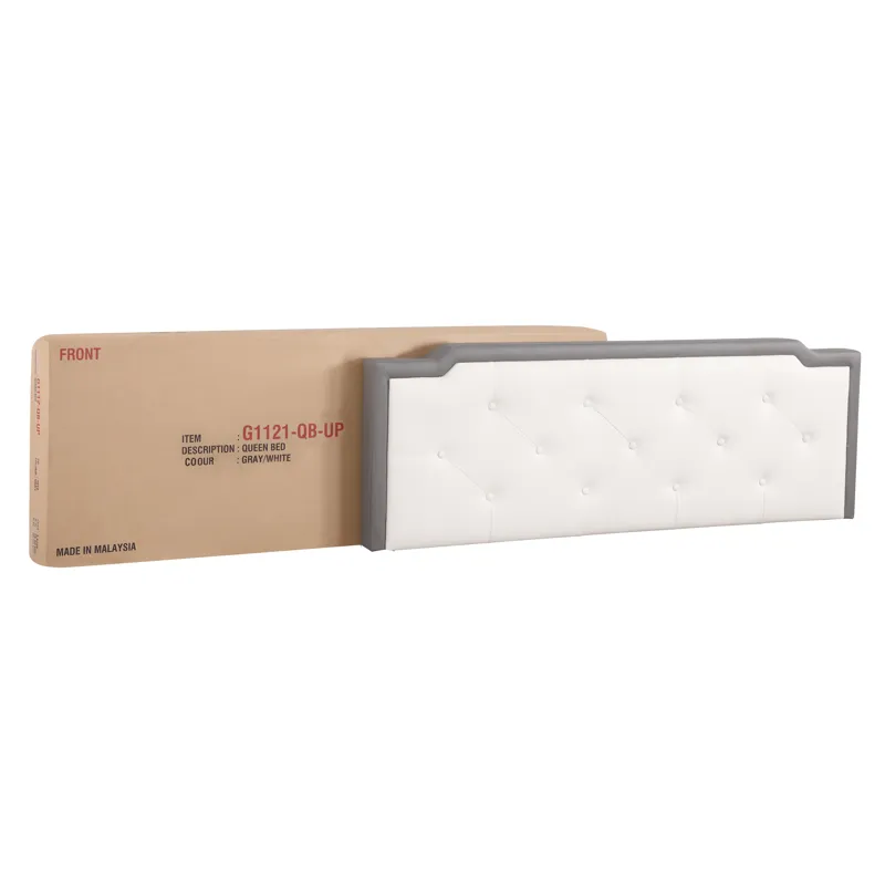 Deb - G1121-Qb-Up Queen Bed - All In One Box - Light Gray