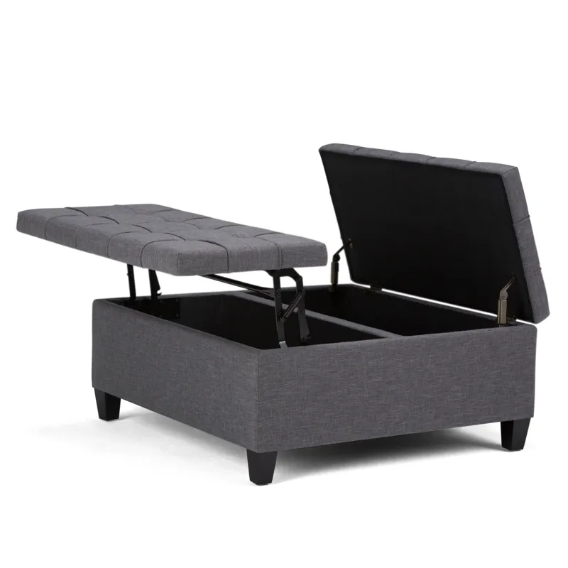 Harrison - Coffee Table Storage Ottoman - Slate Grey