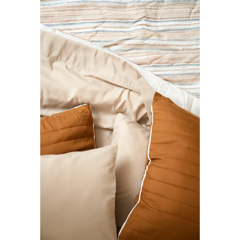 Omne Sleep - 4 Piece Bamboo Flex Head Queen Hypoallergenic Sheet Set - Beige