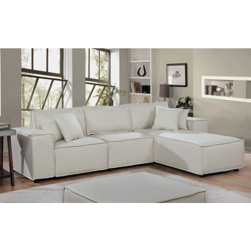 Harvey - Sofa With Reversible Chaise - Beige Linen