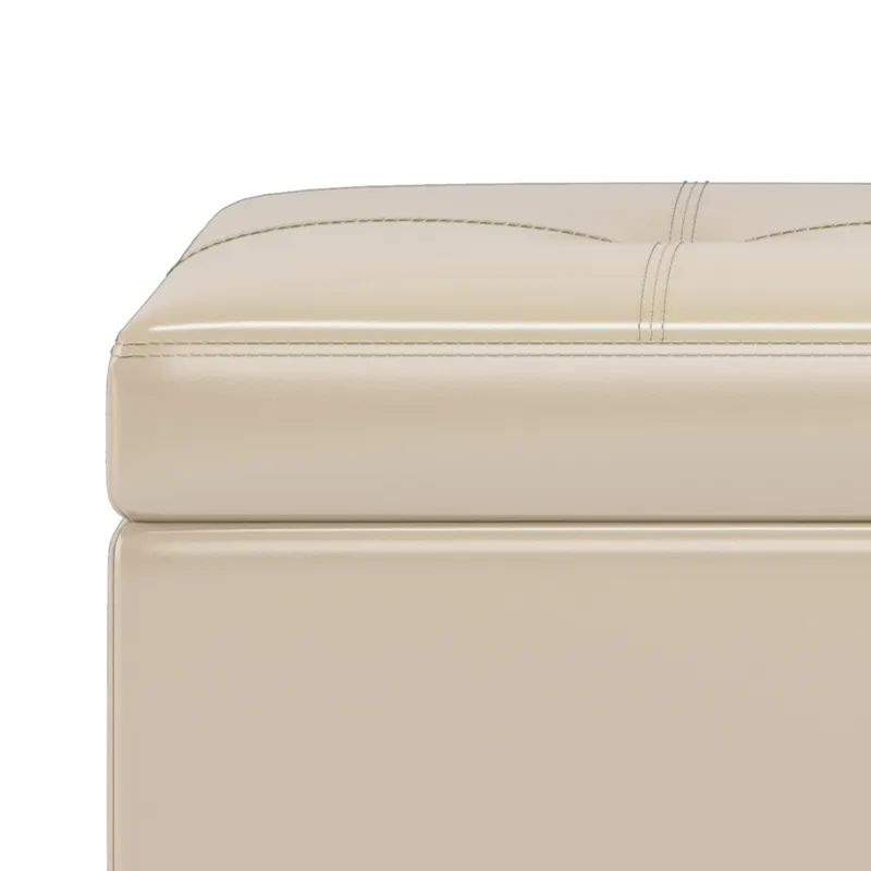 Oregon - Storage Ottoman Bench with Tray - Satin Cream